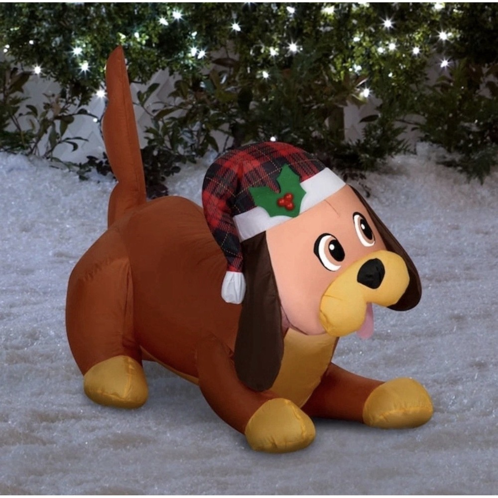 Holiday Living 2.5ft LED Lighted Playful Puppy Dog Christmas Inflatable Airblown